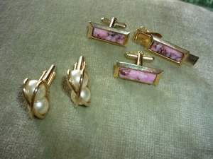 2 LOVELY PAIRS OF VINTAGE CUFFLINKS ( 1 WITH TIE TACK) , 1 SWANK, 1960'S* - Picture 1 of 8