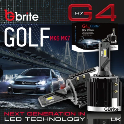 2x H7 G4 CSP LED Headlight Bulbs Kit 5000 Lumens Canbus 50W VW Golf MK6 MK7 - Image 1 of 4