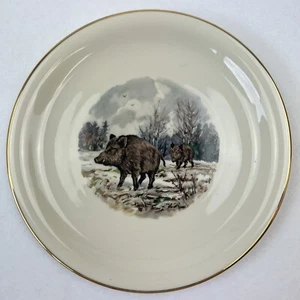 JKW Western Germany 1930 Transferware Dinner Plate Rare Wild Boar Hunting - Picture 1 of 5