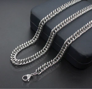 Silberkette Köngiskette 60cm Edelstahl Hip Hop Rapper Damen Herren Halskette 7MM - Bild 1 von 12