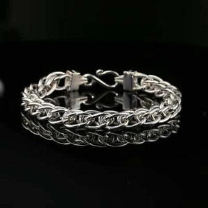 Pulsera de cadena bizantina con cierre de gancho en plata esterlina, 8 pulgadas, unisex - Imagen 1 de 7