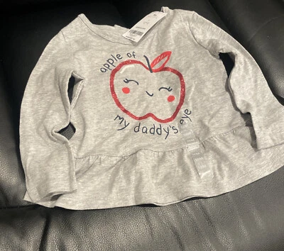 NUEVO CON ETIQUETA Carters Niña Talla 18M Gris Manga Larga CAMISA OJO MANZANA DE MI PAPÁ Foto 1 de 4