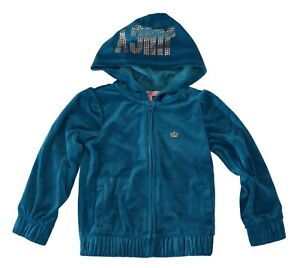 JUICY Kids Sweater Girl Polyester Blue Logo Full Zip Hooded s.Tag 7/8 years $70