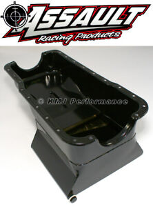 65-87 SBF Ford 7qt Front Sump Black Drag Race Oil Pan - Small Block 260 289 302