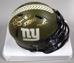 Phil Simms Signed "SBXXI MVP" New York Giants Military Mini Football Helmet