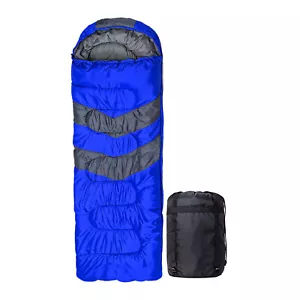 Sleeping Bag Adult Camping Outdoor 4 Season Single Blue Lightweight Machine Wash - Picture 1 of 9