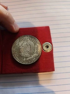 Mexico 1948 ~ Silver Cinco Pesos~ Cuauhtémoc ~ AU~ . 900 Silver ~ 30 grams - Picture 1 of 2