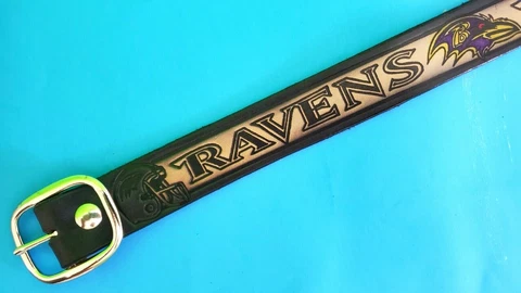 BALTIMORE RAVENS Genuine Leather Belt & Standard Buckle - All Sizes Cover