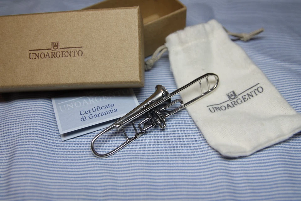 Tromba trombone UNOARGENTO in Argento originale e vintage con scatola e garanzia - Immagine 1 di 1