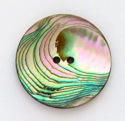 Large Abalone Shell Button Vintage Ocean Wave Green Purple Craft Big Beach Bold - Image 1 of 2