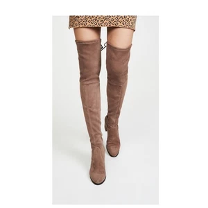 Neu im Karton Stuart Weitzman Lowland 6,5 Overknee-Stiefel braun taupe Wildleder flach 950 $ - Bild 1 von 8