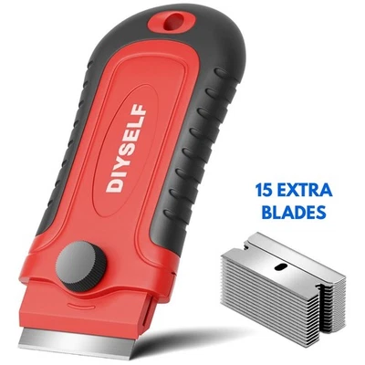 Raspador de cuchillas de afeitar 15 cuchillas adicionales herramienta rascadora para limpiar ventanas pintura horno Foto 1 de 4