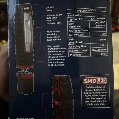 Sealey LED360PLUS Rechargeable 360° Inspection Light 14 LEDs 600 Lumens - Image 1 of 3