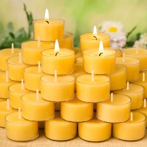 20 Packungen Bienenwachs Teelicht Kerzen Großpackung, 6 Stunden 100% reines Bienenwachs Teelichter C... - Bild 1 von 8