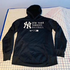 New York Yankees Nike Black Hooded Sweatshirt Medium Size - Picture 1 of 10