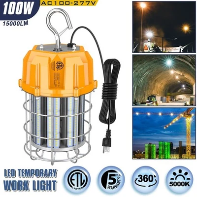 Luminária de trabalho temporária LED 100W, lâmpada suspensa para canteiro de obras de construção 15000LM - Imagem 1 de 4