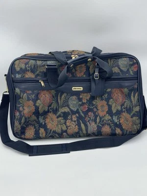 Vintage Jaguar Tapestry Floral Carpet Overnight Weekender Luggage Shoulder Bag - Image 1 of 4
