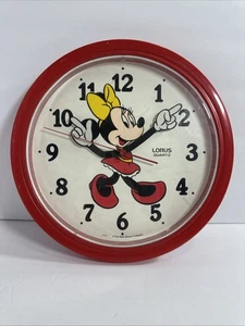 Reloj de Pared Vintage Rojo Walt Disney Minnie Mouse Cuarzo 10" Brazos Móviles ¡Funciona! - Imagen 1 de 4
