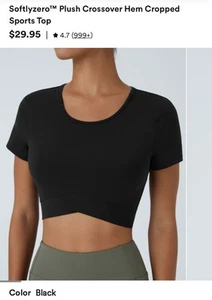 Halara Damen Softlyzero™ Plüsch Crossover Saum Cropped Sport Top Gr. L Schwarz Neu mit Etikett - Bild 1 von 19