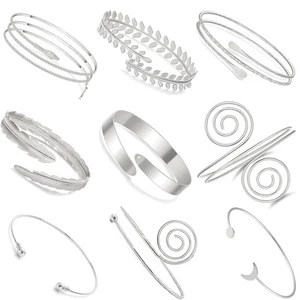 9 PCS Pieces Arm Cuff Upper Arm Band Cuff Bracelet Bangle for Silver Gold Adj... - Picture 1 of 7