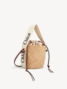 Chloé small Women's drawstring basket Shoulder Hand Bag woody Natural Brown - Foto 1 di 24