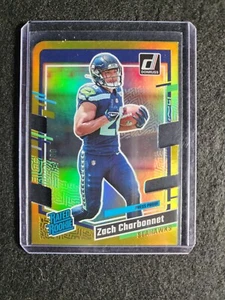2023 Donruss Rated Rookie Press Proof Die Cut Gold Zach Charbonnet /25 - Bild 1 von 1