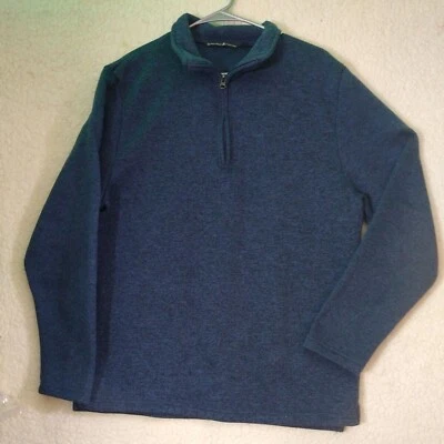 Suéter Beverly Hills Polo Club Para Hombre Grande Azul Negro Mancha Manga Larga Qtr Cremallera Foto 1 de 4