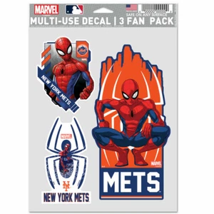 NEW YORK METS MARVEL SPIDERMAN 3 PIECE MULTI-USE DECALS DISNEY MLB LICENSED - Picture 1 of 1
