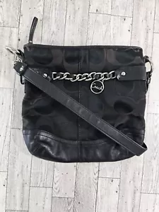 Coach F19730 Signature Crossbody Bag Optic Chain Black Shoulder Bag Purse - Picture 1 of 8