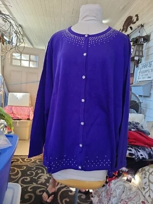 Suéter Adornado Quacker Factory PÚRPURA ESTRÁS Talla Grande 2X Nuevo con Etiquetas Foto 1 de 2