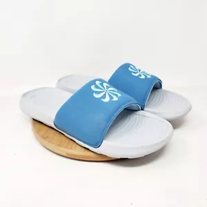 Nike Sandals Mens 10 Victori One Slide Slip On Logo Pool Beach Blue Grey Shoes - Picture 1 of 12