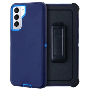 For Samsung S21 5G 6.2" Heavy Duty Case W/Clip Holster DARK BLUE/BLUE - Afbeelding 1 van 2