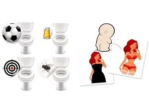 10 x WC Aufkleber für Männer Urinal Sticker für Kneipen mit Striptease Mädchen - Bild 1 von 7