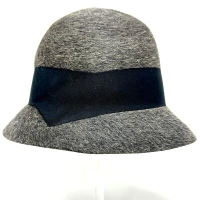no24 - $925 LORO Piana Gray Mohair Cashmere Cloche Bucket Hat sz M - Image 1 of 4