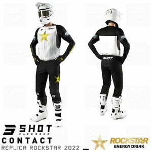 NEW SHOT 2022 CONTACT ROCKSTAR LTD EDITION BLACK WHITE RACE KIT SUIT MX ENDURO - Picture 1 of 8