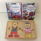 Bigjigs Wooden Bears Mix-n-Match Jigsaw Box + Usborne Minis Magic Painting Books
