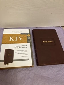 KJV LARGE PRINT THIN LINE BIBLE RED LETTER LEATHER SOFT BROWN VINTAGE SERIES - Picture 1 of 12