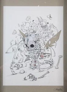 MONSTA Dessin Original signée +Sticker banksy,shepard fairey,martin whatson,snik - Imagen 1 de 16