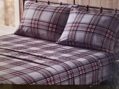 Juego de sábanas de franela a cuadros ricos talla Woolrich Queen - franela de algodón a cuadros ricos Foto 1 de 4