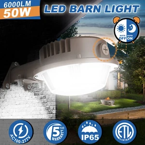 50W Outdoor Backyard LED Barn Light Waterproof Photocell Dusk to Dawn Wall Mount - Picture 1 of 15