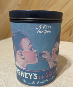Vintage 1980 Hershey Kiss Blue Tin "A Kiss for you" - 6" tall, 14 oz - Picture 1 of 6