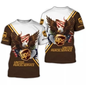 United Parcel Service T-Shirt braun weiß 3D Größe S-5XL - Bild 1 von 3