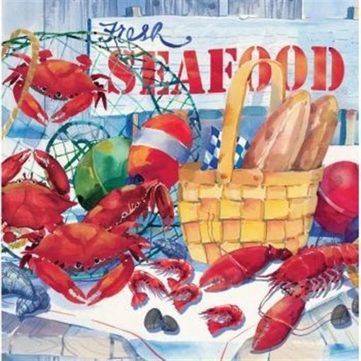 Seafood Celebration Lunch Napkins 16 Pack Nautical Cruise Party Birthday - Image 1 of 1