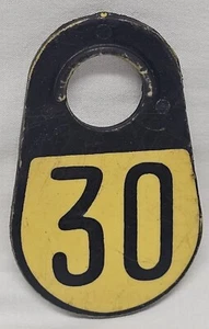 Vintage 3-1/2" Dairy Farm Cattle Check ID Cow Animal Tag Number 30 Double Sided - Picture 1 of 6