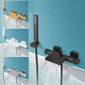 Juego de grifos de ducha de mano de relleno montado en la pared para bañera negro/dorado/plateado/blanco - Imagen 1 de 38