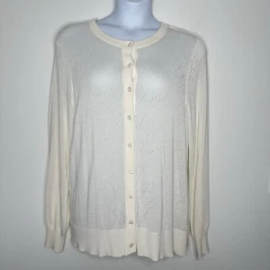 Cárdigan Suéter Torrid Mujer Talla 2X Crema Pointelle Botón Frontal Ligero - Imagen 1 de 9