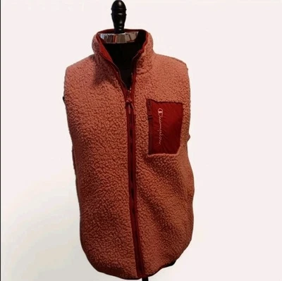 Champion Mujer Grande Pila Alta Acogedor Cremallera Completa Sherpa Chaleco Rosa y Naranja Quemado Foto 1 de 4
