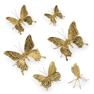 Set of 6 Gold Butterflies NEW - Picture 1 of 1
