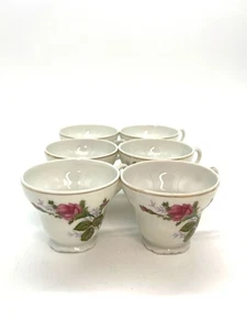Set of 6 PorcelainTea Cups with Pink Roses Made in Japan - Picture 1 of 7