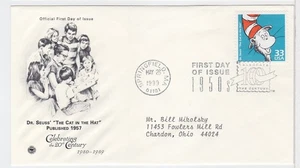 TurtlesTradingPost- Century 1950s Cat In The Hat- Dr Seuss 1999 FDC #3187h PCS - Picture 1 of 1